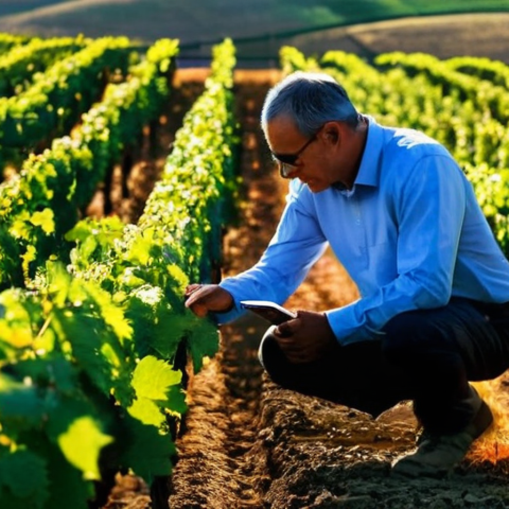 지속가능한 비즈니스 모델을 위한 기술 활용 - **Smart Vineyard & Resource Optimization in La Rioja**
"A vibrant, wide-angle shot of a pictures...