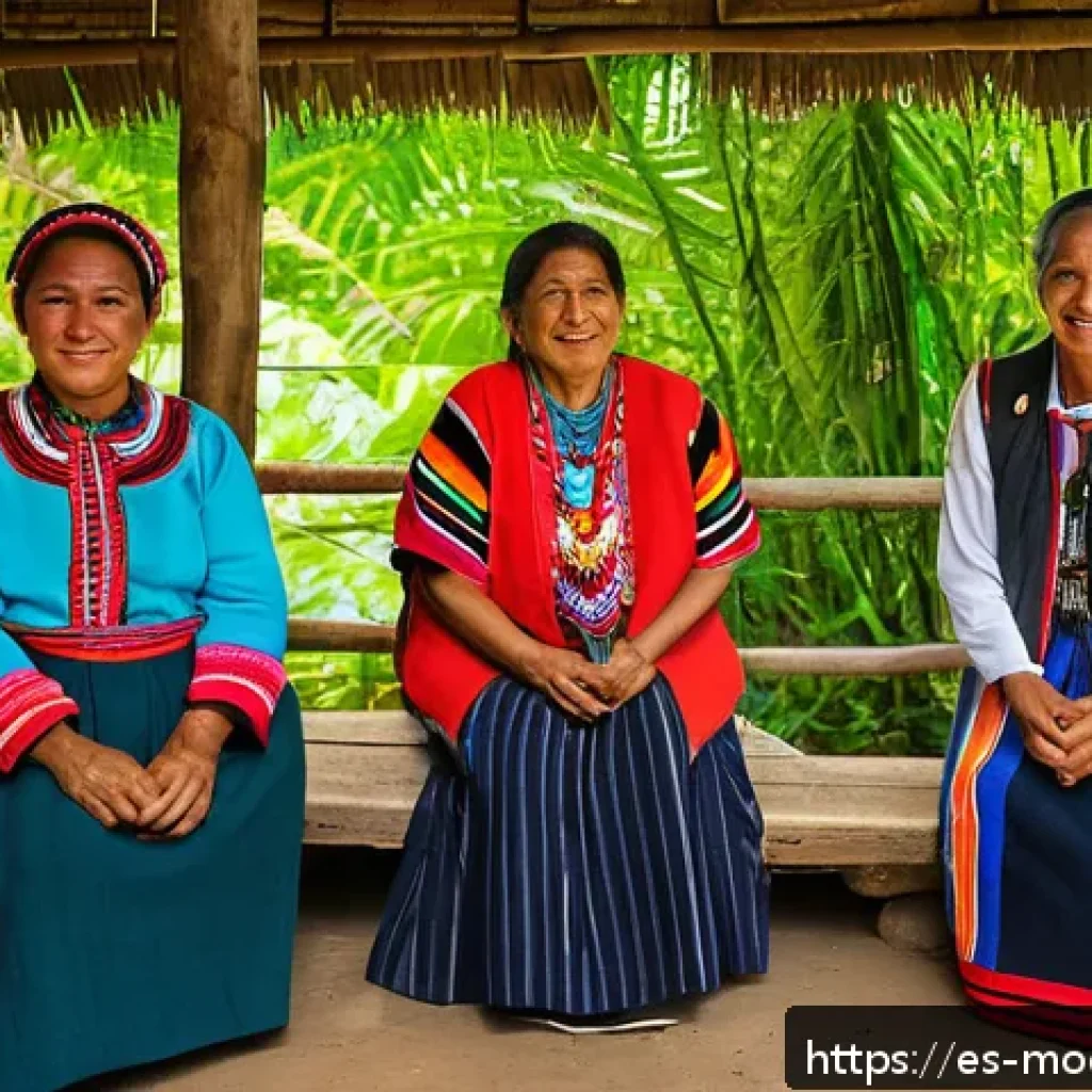 지속가능한 여행 업계를 위한 비즈니스 모델 - A vibrant indigenous community workshop in the Peruvian Amazon, featuring local artisans dressed in ...